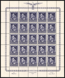 1944 84gr General Government, Germany, Full Sheet (Mi. 119, MNH)