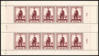 1955 15fr Saar, Germany, Souvenir Sheet (Mi. 361, Sheet Inscriptions, CV $40, MNH)