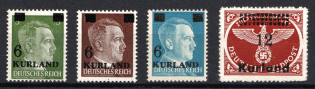 1945 Kurland, German Occupation, Germany (Mi. 1 vx, 2 vz, 3 vz, 4 B y, Full Set, CV $200, MNH)