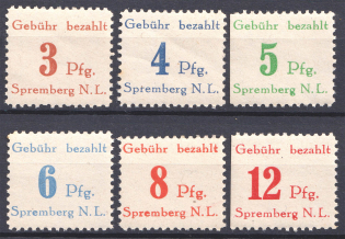 1945 Spremberg, Germany Local Post (Mi. 1-6 Gray paper, Including Mi. 2b and 4b, CV $670, MNH)