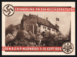 1934 'Memory of the Reichsparteiral Rally Der N.S.D.AP Nurnberg', Propaganda Postcard, Third Reich Nazi Germany