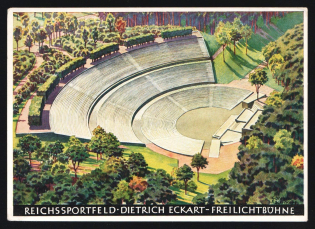 1936 'Riches Sports Field Dietrich Eckart Open-Air Stage', Propaganda Postcard, Third Reich Nazi Germany