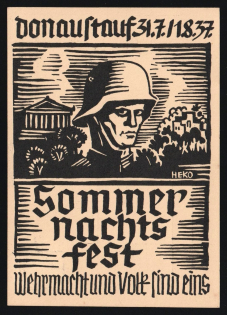 1937 'Summer Night Fest Wehrmachtung Volk Find One', Propaganda Postcard, Third Reich Nazi Germany