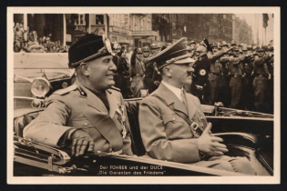 1937 'The Leader and the Duce 'The Guarantors of Peace'', Propaganda Postcard, Third Reich Nazi Germany