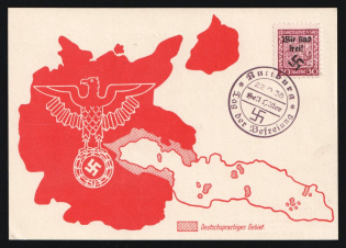 1938 'German-Speaking Area', Propaganda Postcard, Third Reich Nazi Germany