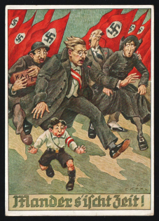 1938 'Mander Sischt Time!', Propaganda Postcard, Third Reich Nazi Germany
