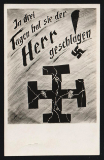 1938 'In Three Days the Lord Struck Them', Propaganda Postcard, Third Reich Nazi Germany