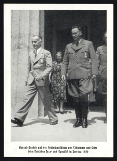1938 'Konrad Henlein and the Reich Sports Leader Von Tschammer and Often at the German Gymnastics and Sports Festival in Breslau in 1938', Propaganda Postcard, Third Reich Nazi Germany