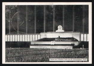 1938 'Appeal of the Political Leaders on the Zeppelinwiese', Propaganda Postcard, Third Reich Nazi Germany