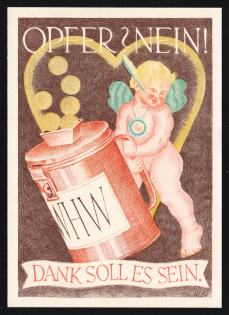 1939 'Victim No! Thanks Are in it.', Propaganda Postcard, Third Reich Nazi Germany