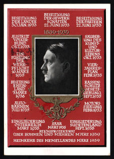 1939 'Über Böhmen Und Mahren Marz 1939. Heimkehr Des Memellandes Marz 1939', Propaganda Postcard, Third Reich Nazi Germany
