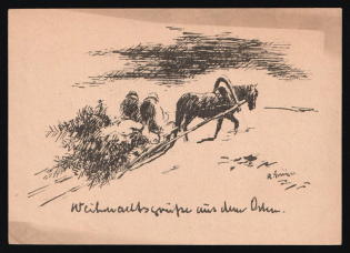 1941 'Christmas Greetings from the East' Fieldpost, Propaganda Postcard, Third Reich Nazi Germany