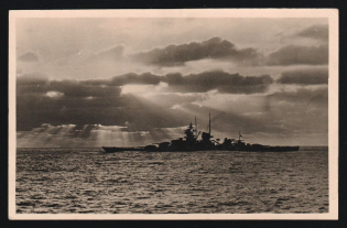 1942 'German Battleship in the Atlantic', Propaganda Postcard, Third Reich Nazi Germany