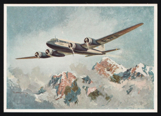1923-1945 'Focke-Wulf 'Condor' over the Alps', Propaganda Postcard, Third Reich Nazi Germany
