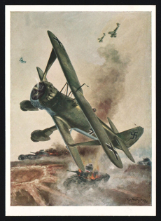 1923-1945 'Henschel Stuka Hs 123', Propaganda Postcard, Third Reich Nazi Germany