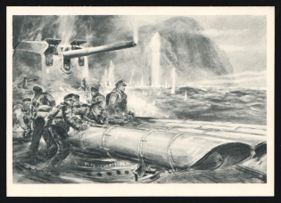 1923-1945 'Off Norway Torpedo Tubes Clear for Firing', Propaganda Postcard, Third Reich Nazi Germany