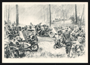 1923-1945 'Fast Troops Before the Attack', Propaganda Postcard, Third Reich Nazi Germany