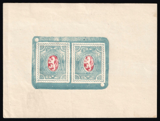 1919-20 1r (x2) Czechoslovak Legion in Siberia, Russia, Civil War (Russika 8 P2, Light Blue and Carmine Red, Proofs Sheet, Essay, Type I + Type II, CV $250, MNH, Rare)