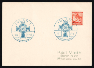 1941 (13 Jan) Bohemia and Moravia, Germany, Postcard from Jihlava to Berlin franked with 40h