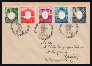 1943 (26 Oct) General Government, Germany, Cover from Krakow to Hamburg franked with Mi. 105 - 109 (Full Set, CV $220)