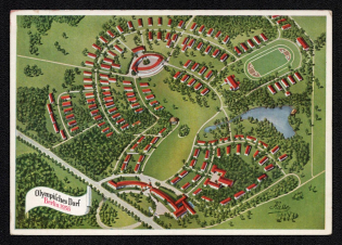 1936 'Olympic Village Berlin 1936', Propaganda Postcard, Third Reich Nazi Germany