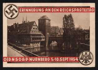 1934 'Remembrance of the Reichsparteitag of the N.S.D.A.P. Nurnberg 5-10 Sep 1934', Propaganda Postcard, Third Reich Nazi Germany