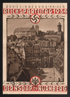 1934 'In Memory of the 1934 Ireich Party Day of the Nsdap in Nuremberg', Propaganda Postcard, Third Reich Nazi Germany