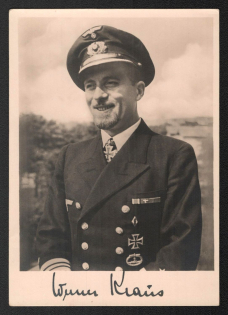 1942 'Werner Kraus as Submarine Commander Until He Was Awarded the Knight's Cross on 20 June 1942 Sinking of 9 Merchant Ships', Propaganda Postcard, Third Reich Nazi Germany
