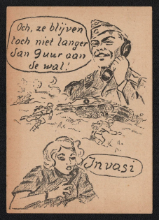 1945 'Oh Well, They Won't Stay Jan Bleak on Je Shore Any Longer Anyway!', Netherland, Anti-German Propaganda Postcard