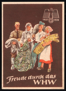 1937-1938 'Joy Through the WHW', Propaganda Large Label Stamp, Third Reich Nazi Germany