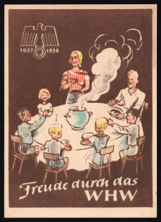 1937-1938 'Joy Through the WHW', Propaganda Large Label Stamp, Third Reich Nazi Germany