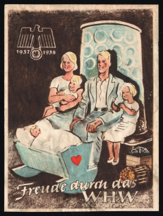 1937-1938 'Joy Through the WHW', Propaganda Large Label Stamp, Third Reich Nazi Germany