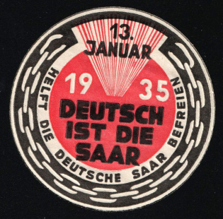 1935 'German is the Saar', Propaganda Label Stamp, Third Reich Nazi Germany