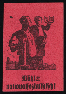 1933-1945 'Vote National Socialist!', Propaganda Label Stamp, Third Reich Nazi Germany
