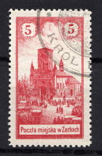 1918 Zarki Poland Civil War 5 H (Genuine, CV $85, Type I, Signed, Cancelled)