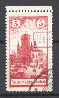 1918 Zarki Poland Civil War 10 /5H (Genuine, CV $120, Type I, Signed, Cancelled)