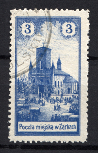 1918 Zarki Poland Civil War 3 H (Genuine, CV $85, Type II, Signed, Cancelled)