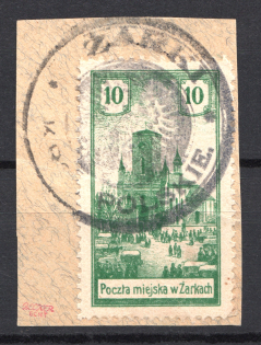 1918 Zarki Poland Civil War 10 H (Genuine, CV $40, Type II, Signed, Cancelled)