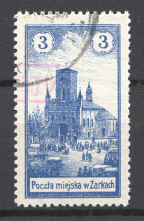 1918 Zarki Poland Civil War 6/3 H (Genuine, CV $120, Type II, Signed, Cancelled)