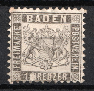 1862-67 1kr Baden, German States, Germany (Mi. 17, CV $30)