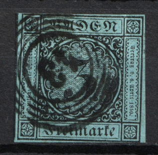 1858 3kr Baden, German States, Germany (Mi. 8, Used, CV $50)