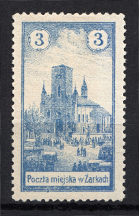 1918 Zarki Poland Civil War 3 H (Genuine, CV $110, Type I, Signed)