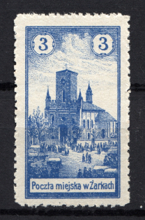 1918 Zarki Poland Civil War 3 H (Genuine, CV $110, Type II, Signed, MNH)