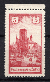 1918 Zarki Poland Civil War 5 H (Genuine, CV $110, Type II, Signed, MNH)