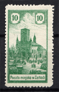 1918 Zarki Poland Civil War 10 H (Genuine, CV $55, Type II, Signed, MNH)