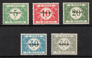 1920 Malmedy, Belgium, German Occupation, Germany, Official Stamps (Mi. 1 - 5, Full Set, CV $130, MNH)
