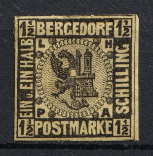 1861-67 1 1/2s Bargedorf, German States, Germany (Mi. 3, CV $30)
