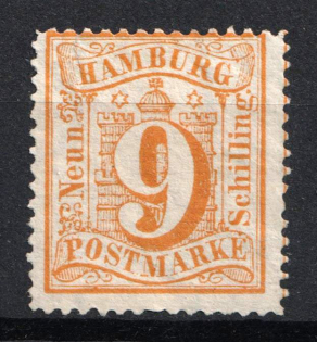 1864 9s Hamburg, German States, Germany (Mi. 18, CV $30)