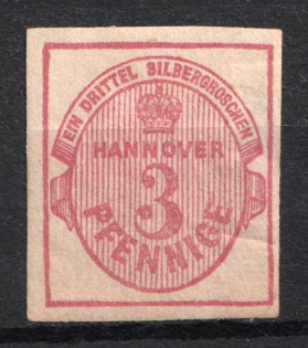 1859 3pf Hannover, German States, Germany (Mi. 13, CV $130)