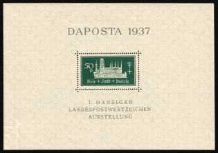 1937 Danzig Gdansk, Germany, Souvenir Sheet (Mi. Bl. 1 a, CV $60, MNH)